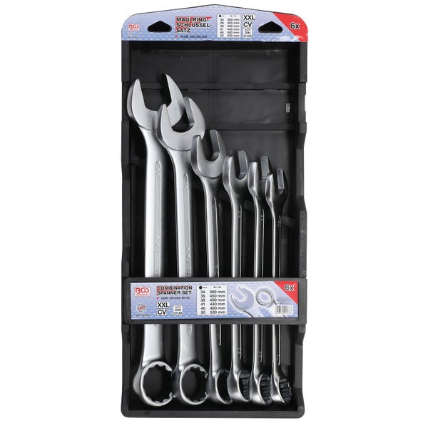 BGS Maulringschlüssel und Kombination Schraubenschlüssel Satz, 6-teilig, in schwarzer Aufbewahrungsbox
