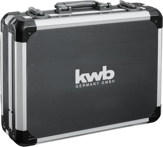 kwb Werkzeugkoffer, 80-teilige Werkzeug-Set, aus robustem Aluminium, abschließbar, gepolstert mit Werkzeugeinlagen aus Schaumstoff, hochwertiger Werkzeugsatz, ideal für Werkstatt und unterwegs