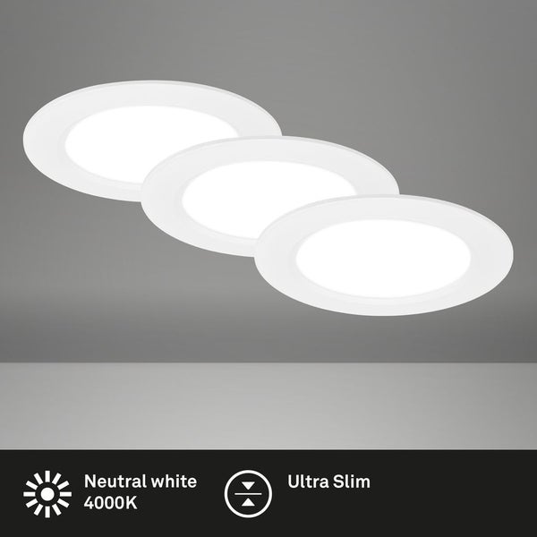 3er Set LED Einbaustrahler 230V LED Einbauleuchten Spots Flach Neutralweiß