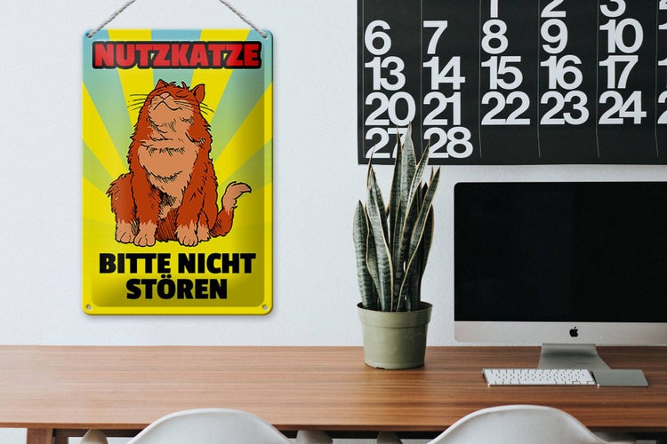 Blechschild Spruch 20x30cm Nutzkatze bitte nicht stören
