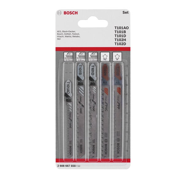 Bosch Stichsägeblatt-Set Wood and Plastics 5tlg. Einnockenschaft - 2608667858
