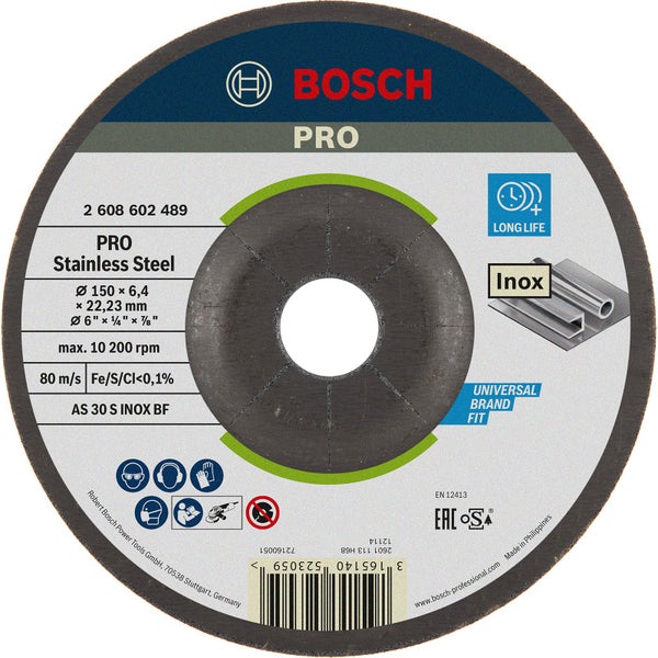 Bosch PRO Stainless Steel Schleifscheibe 150 x 6 x 22,23 mm - 2608602489