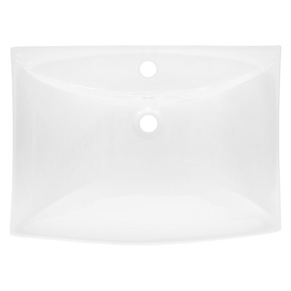 ECD Germany Waschbecken Waschtisch 605 x 460 x 165 mm aus Keramik Weiß Aufsatzbecken Aufsatzwaschbecken Handwaschbecken Aufsatzwaschtisch Spülbecken Becken Wasserfall Waschschale Waschschüssel