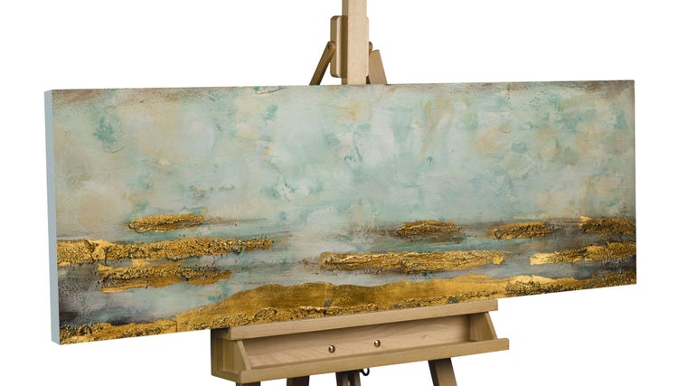 Handgemaltes Gemälde Acrylfarbe 120x40cm Gold