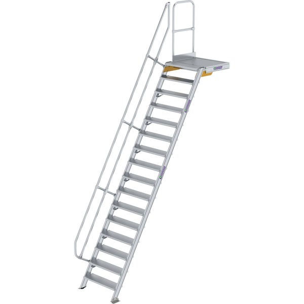 Günzburger Steigtechnik Treppe mit Plattform 60° Stufenbreite 800 mm 16 Stufen Aluminium geriffelt - 600396