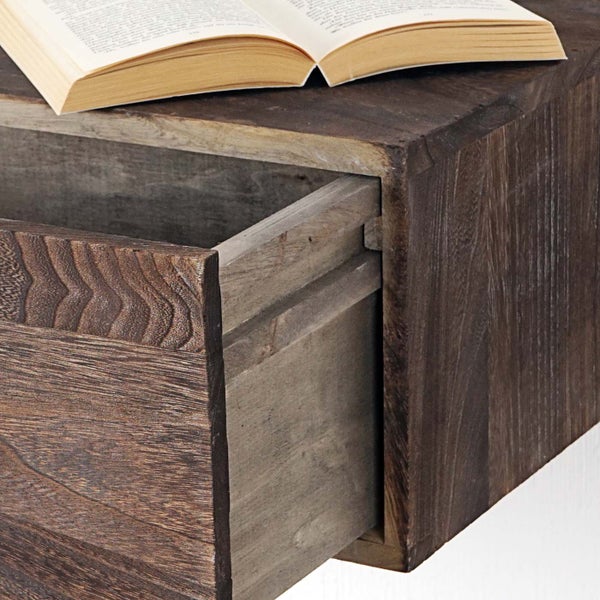 Wandkonsole aus Holz mit Schublade und Buch
