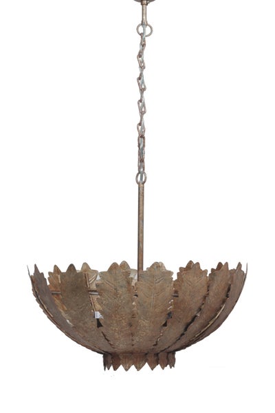 Vintage Barock Hängelampe Gold, Rustikaler Metall-Kronleuchter 81 cm | Wohnzimmer Esszimmer Leuchte