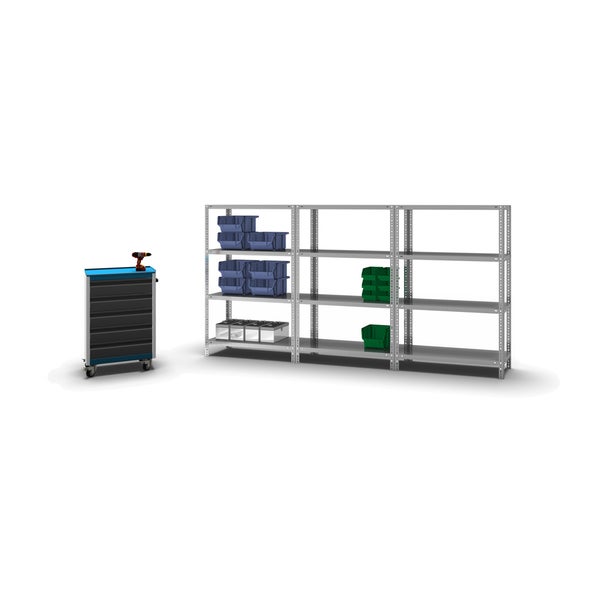 PROREGAL Fachbodenregal Schraubsystem Heavy-Duty Grundregal HxBxT 150 x 100 x 40 cm 4 Ebenen Fachlast 350 kg Beidseitig Nutzbar Verzinkt