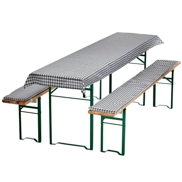 NYVI Bierbankauflagen Set 240x70cm Grau Kariert