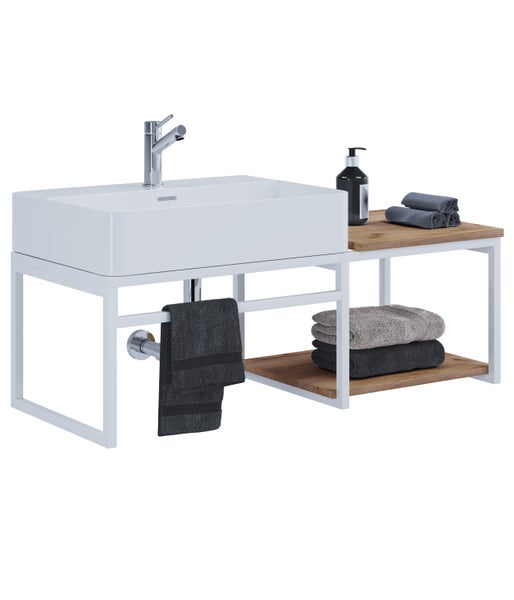 2-tlg. Waschtisch Badmöbel Holz Metall Bitila 100