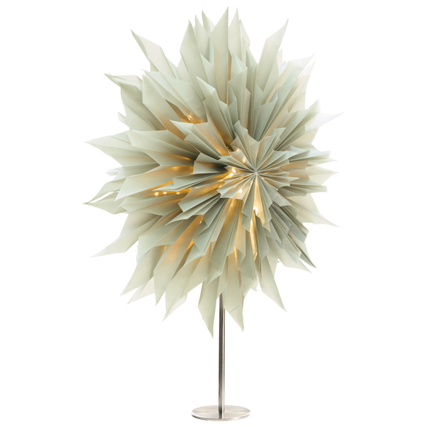 Dekorative Stehlampe mit Papierlampenschirm und Metallsockel