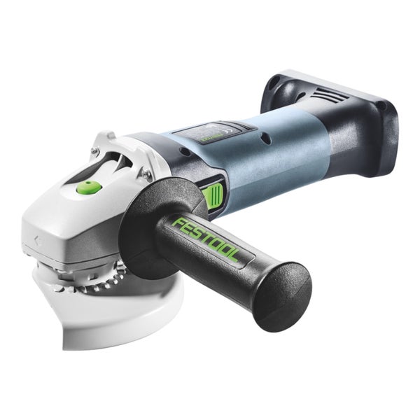 Festool Akkumulator-Winkelschleifer mit Seitengriff und verstellbarer Schutzhaube.