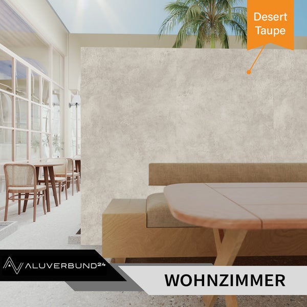 Aluverbundplatten in Desert Taupe im Wohnzimmer