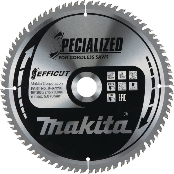 Makita EFFICUT Sägeblatt Holz 260 x 30 x 80Z - B-67290