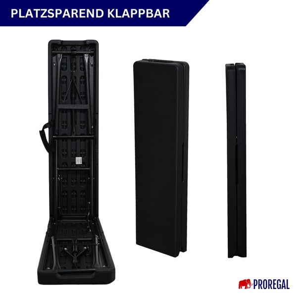 Platzsparend klappbarer Transportwagen in drei Ansichten