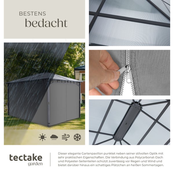 Gartenpavillon tectake Caracas inklusive 8 Heringen mit Aluminiumgestell, pulverbeschichtet grau