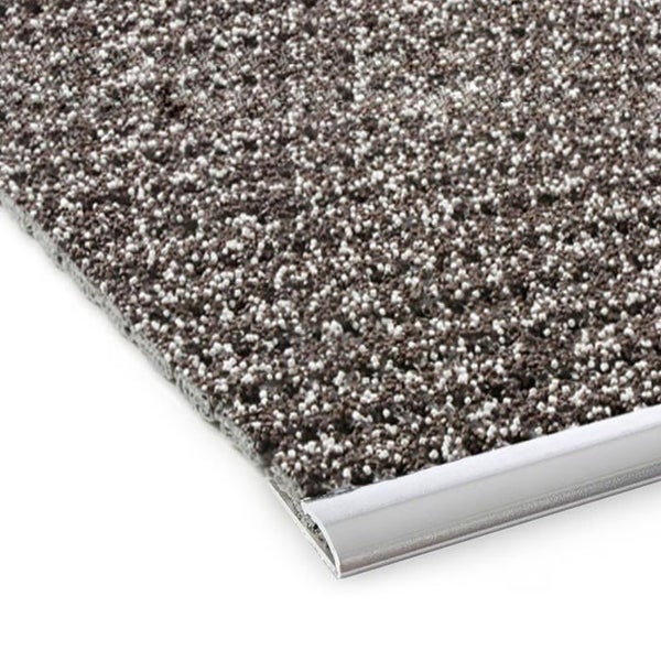 FLOORDIREKT Sicherheits-Stufenauflage - für Außenbereiche - mit Alu-Schiene - Antirutschmatte - Braun - 24 x 60 cm