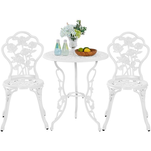 Gartenset mit Tisch und zwei Stühlen im Rosenmuster