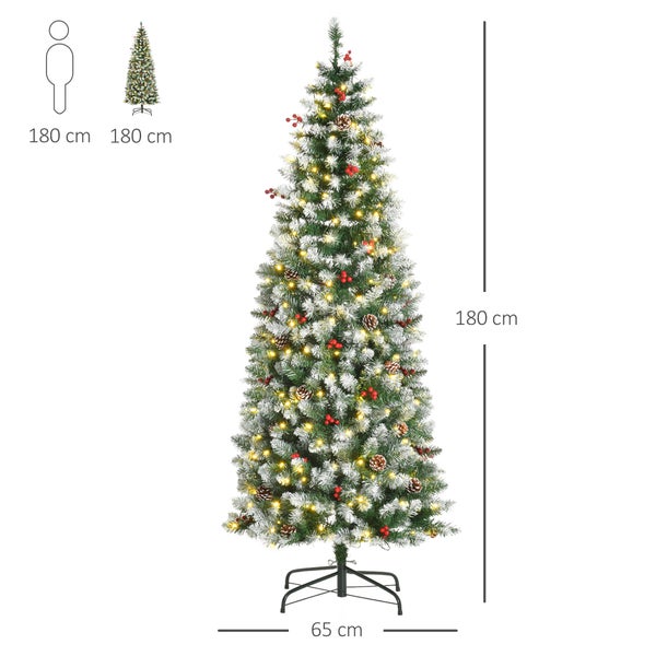 HOMCOM Weihnachtsbaum, Ø65 x 180 cm, Stahl, Grün, Weiß