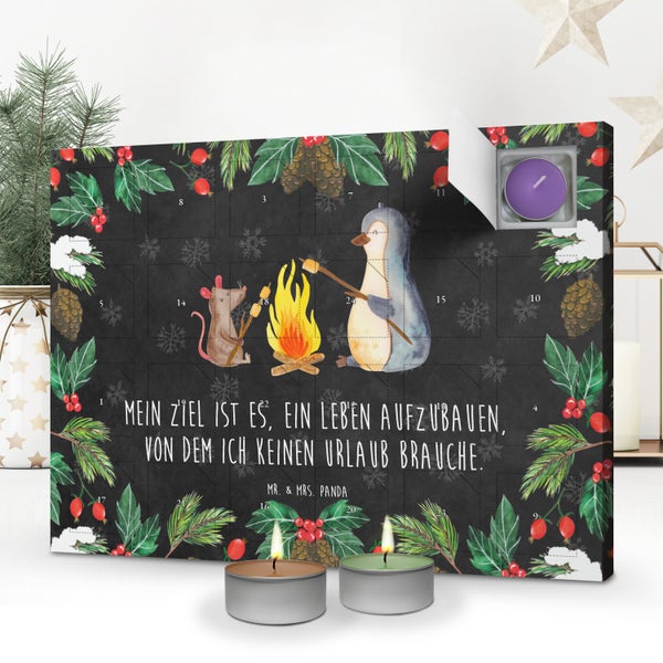 Mr. & Mrs. Panda Duftkerzen Adventskalender Pinguin Lagerfeuer - Schwarz