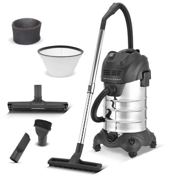 Mehrzwecksauger mit Zubehör, inklusive Düsen und Filter.