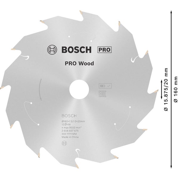 Bosch Pro Holzsägeblatt, Durchmesser 160 Millimeter