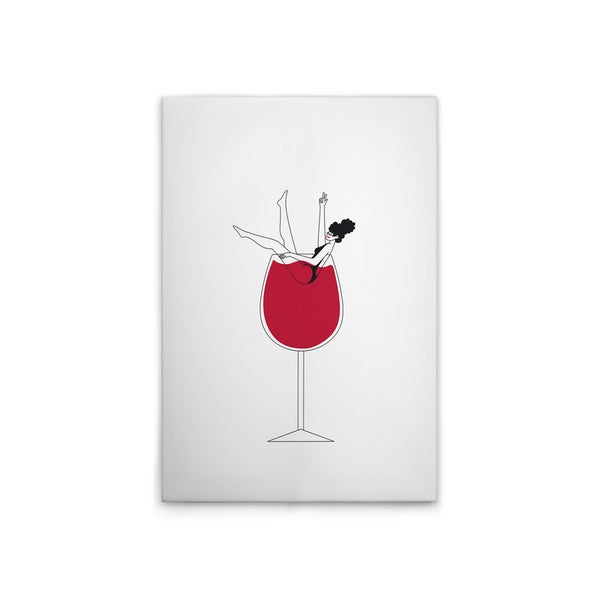 Dekorative Leinwand mit einer Frau in einem Weinglas