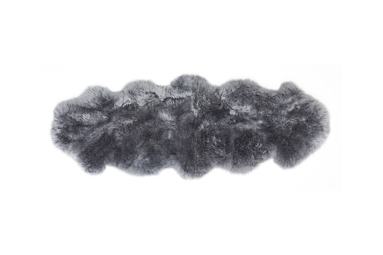 Doppeltes Schaffell 60 x 160 cm in Grau