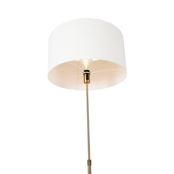 Stehlampe mit Stoffschirm und Metallfuß