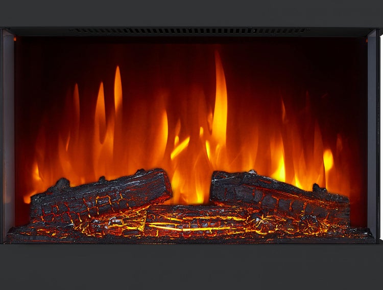 Elektrischer Kamin mit Flammeneffekt und Holzscheitdekoration