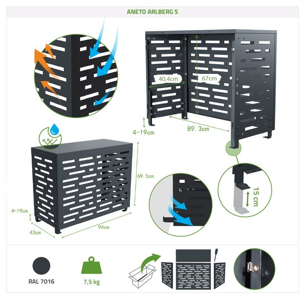 Aneto Arlberg S Gerätehaus mit Maßangaben