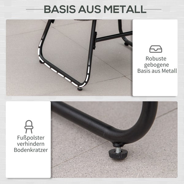 Outsunny Rattan Relaxsessel mit Fußhocker, mit Kissen, 69 x 76 x 70 cm, Stahl Polyester, Grau