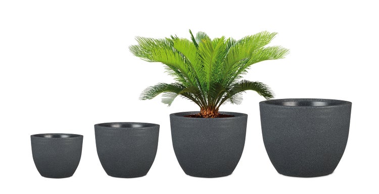 Scheurich Firenze 60, Pflanzgefäß/Blumentopf/Pflanzkübel, rund,  aus Kunststoff Farbe: Schwarz-Granit, 59,5 cm Durchmesser, 45,8 cm hoch, 85,5 l Vol.