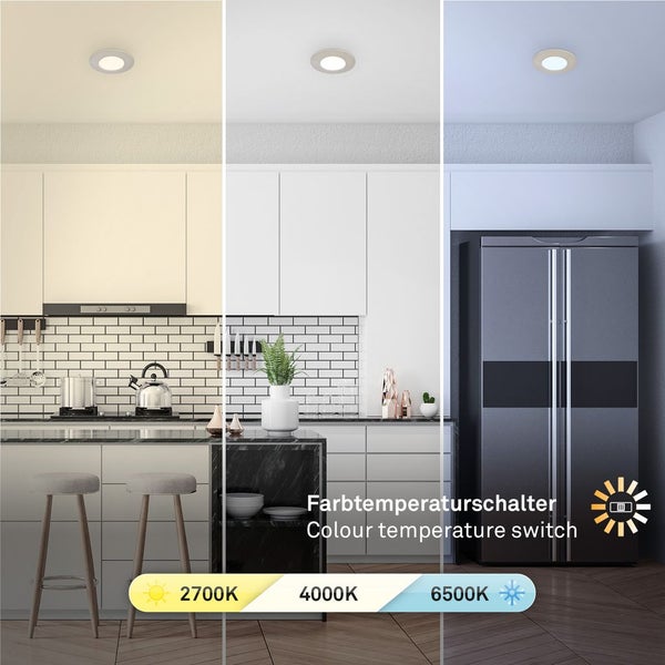 CTS LED recessed spots, set of 3, matt-nickel, 3xL