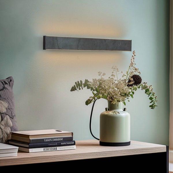 quitani LED Wandleuchte, Wandlampe Innen Zino (Modern) in Alu aus Stein (1 flammig ) - Wandstrahler Wandbeleuchtung Schlafzimmer / Wohnzimmer Flurleuchte