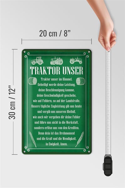 Blechschild Spruch 20x30cm Traktor unser in Ewigkeit Amen