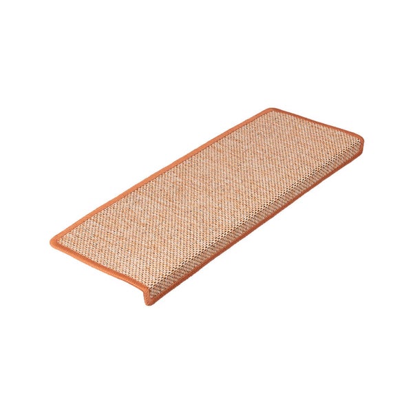 FLOORDIREKT Stufenmatte Sabang - Sisaloptik - Gekettelter Rand & Selbstklebend - Terra - 23,5 x 65 cm - Rechteckig