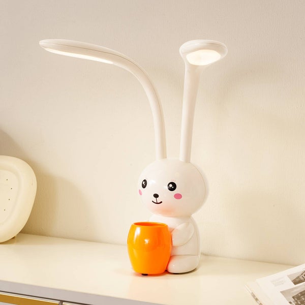 Lindby LED Tischlampe Haas ( Touchdimmer) dimmbar (Für Kinder, Junges Wohnen) in Creme (2 flammig ) - Tischleuchte Schreibtischlampe Nachttischlampe Touch Lampe