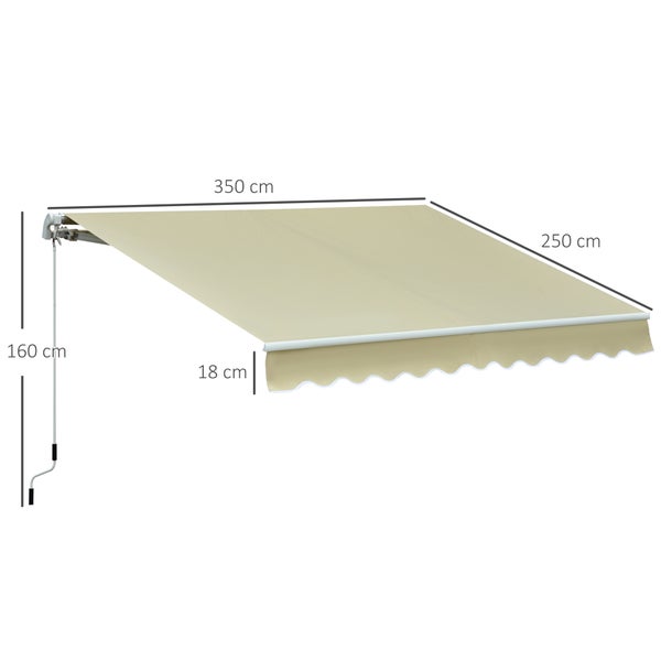 Outsunny Markise, Gelenkarmmarkise,  3,5 x 2,5 m,  Alu Polyester, Beige Crème