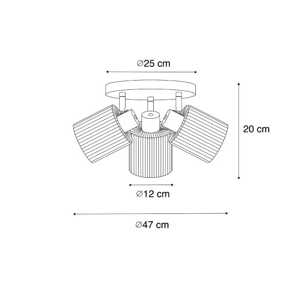 Technische Zeichnung einer Deckenleuchte mit Maßen.