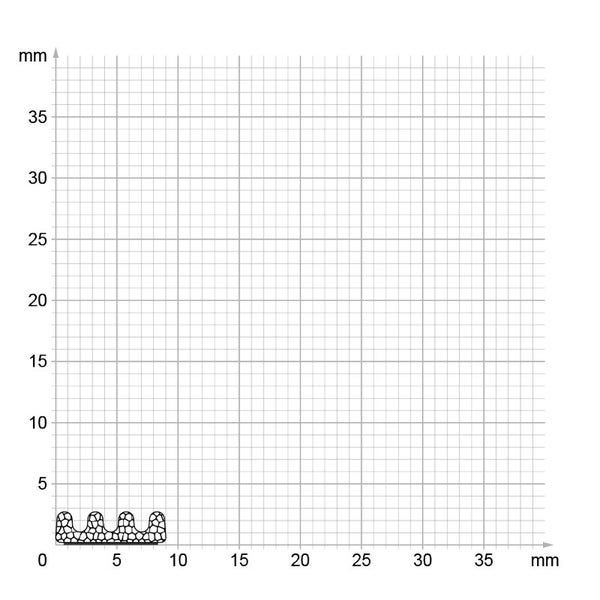 Technische Zeichnung eines Dichtungsprofils auf Millimeterpapier