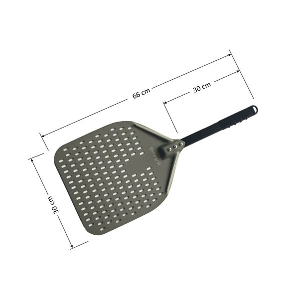 GEDA Grill Curva Aluminium Pizzaschieber 30cm, harteloxiert, perforiert, abnehmbar