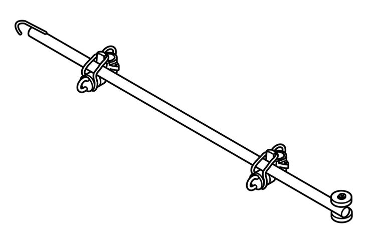 Stab mit Haken und Halterungen