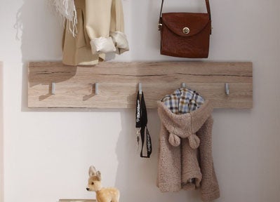 Margit Wandgarderobe mit 5 Kleiderhaken, Eiche hell Dekor. 88 X 2 X 18 cm