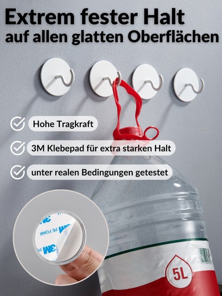 DEKAZIA® Garderobenhaken Vintage | Kleiderhaken weiß | Wandhaken weiß | Klebehaken weiß Haken selbstklebend Klebehaken Bad Handtuchhaken Küchenhaken selbstklebende Haken rund rustikal