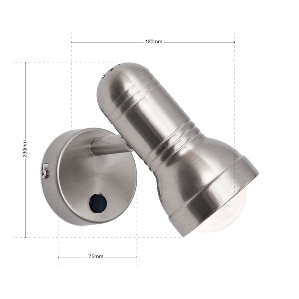 Strahler Retro Wilhelm 1-flammig E27 Satin – Wand- & Deckenstrahler LED geeignet