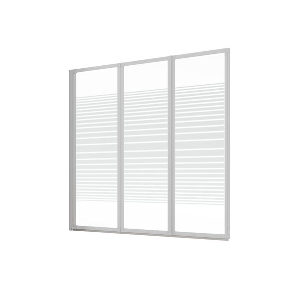 Duschwand mit drei Paneelen und horizontalen Streifen