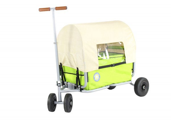 Faltbarer Bollerwagen mit Dach, Transportwagen mit Griff und Gummirädern für Garten und Ausflüge.