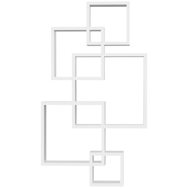 HOMCOM Wandregal Schwebende Hängeregal zur Wandaufbewahrung Wandboard mit 9 Fächern Wanddeko für Wohnzimmer, Schlafzimmer, Flur, Weiß