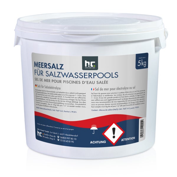 Meersalz für Salzwasserpool, Set mit zwölf 5 Kilogramm Eimern von Höfer Chemie in Versandkartons